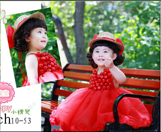 小红帽儿童摄影服装 红色写真服舞台装