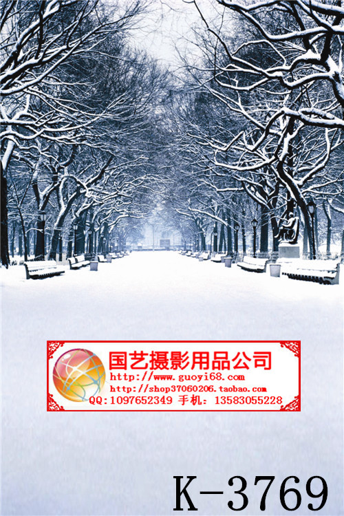 冬日雪景主题摄影背景布